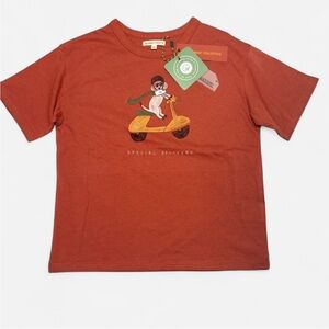 The Sunday Collective Terracotta Kids T-Shirt with Scooter Graphic